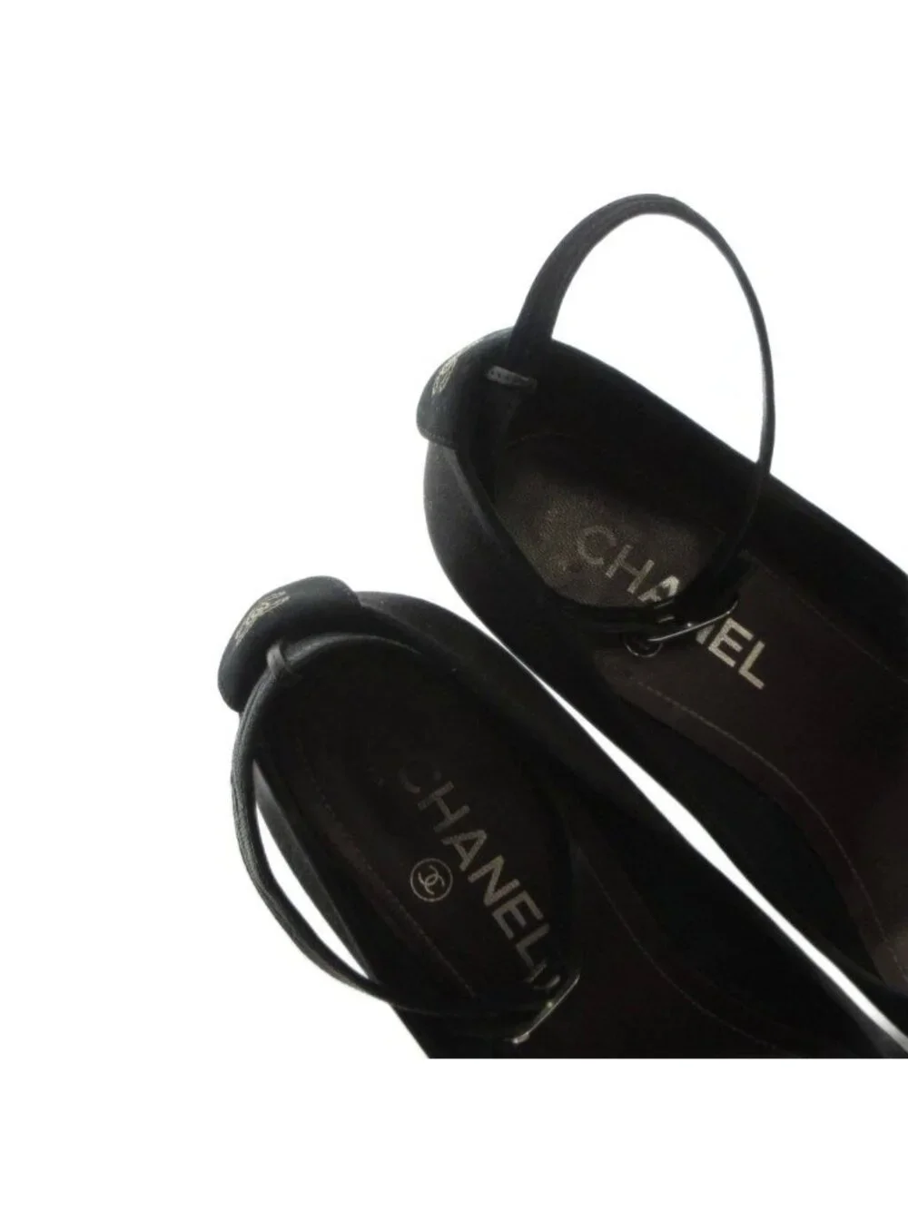 Chanel Pumps High Heels Suede Logo Black